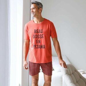 Pizsama kockás rövidnadrággal és nyomtatással kép