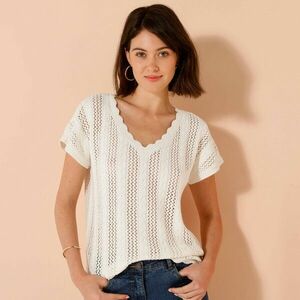 V-nyakú blúz, csipkés kötésből készült kép