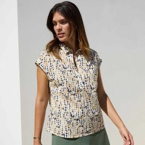 Blúz gombos nyakkivágással és nyomtatással kép