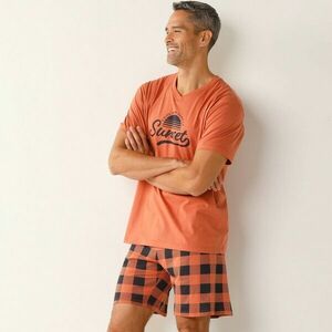 Pamut kockás pizsama rövid ujjú és rövidnadrággal kép