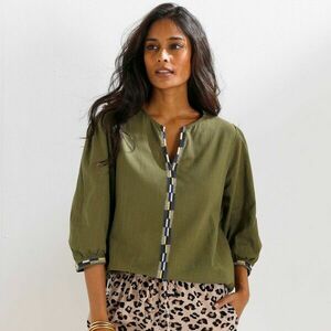 Blúz hímzéssel és 3/4 ujjal, pamut kép