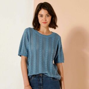 Blúz kerek nyakkivágással, csipkekötésből készült blúz kép