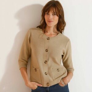 Pulóver könyökig érő ujjakkal és zsebekkel kép