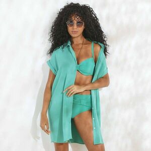 Egyszínű strand krepp ing ruha kép