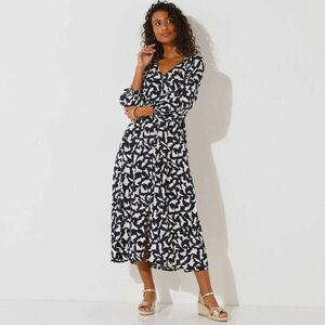 Hosszú gombos ruha kétszínű nyomtatással kép