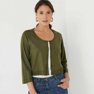 Kötött bolero gombokkal és 3/4-es ujjakkal kép