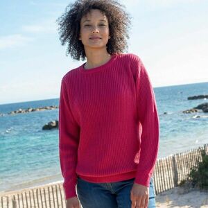 Kerek nyakú pulóver egyszínű mintával kép