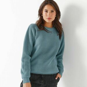 Kerek nyakú pulóver egyszínű mintával kép