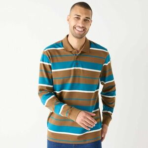 Csíkos, hosszú ujjú póló, piqué kötésű kép