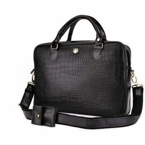 Laptop táskák Solier Torba Na Laptop Skórzana Czarny Croco Fl24 Venice kép