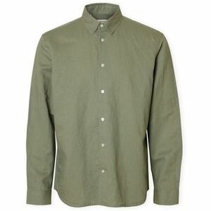 Hosszú ujjú ingek Selected Noos SlimClay Linen Shirt - Vetiver kép