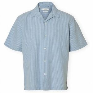 Rövid ujjú ingek Selected Noos RlxClay Linen Shirt - Dusty Blue/White kép