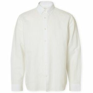 Hosszú ujjú ingek Selected Noos SlimClay Linen Shirt - Bright White kép