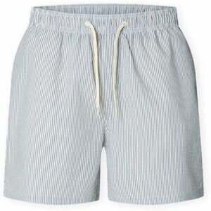 Rövidnadrágok Selected Cooper-Seersucker Swim Trunks - Blue Mirage kép