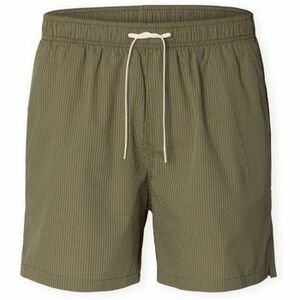 Rövidnadrágok Selected Cooper-Seersucker Swim Trunks - Deep Lichen Green kép