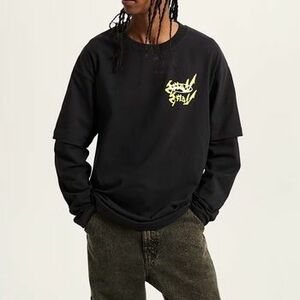 Pulóverek Vans For Nothing Twoffer Ls Black kép