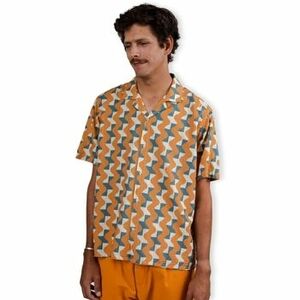 Rövid ujjú ingek Brava Fabrics Big Tiles Aloha Shirt - Ochre kép