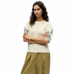 Blúzok Object Flora Knit - Birch/Black kép