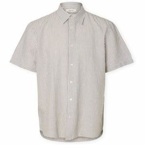 Rövid ujjú ingek Selected Noos Regclay Linen Shirt - Bright White/Chocolate kép