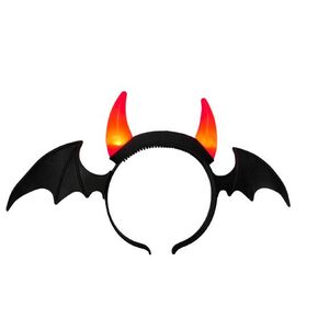 Világító denevérszárnyas ördögszarv, fejpánt - Halloween - ÚJ kép