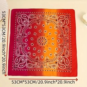 Narancssárga-pink mintás kendő, sál, bandana - ÚJ kép