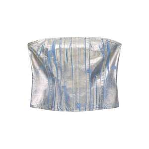 Pull&Bear Top kék farmer / arany kép