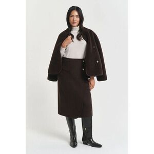 SZOKNYA GANT MIDI HANDSTITCHED WRAP SKIRT DEEP BROWN kép