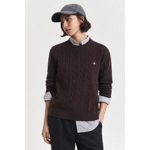 PULÓVER GANT LAMBSWOOL CABLE C-NECK DEEP BROWN kép