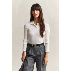 PÓLÓ GANT SIM RIBBED LS POLO EGGSHELL kép
