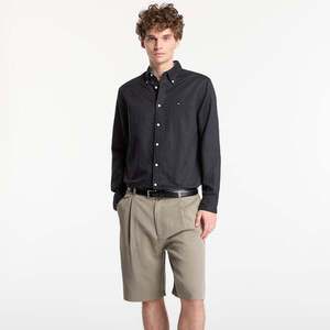 Ing Tommy Hilfiger Linen Blend Solid Btd Rf Shirt Black XL kép