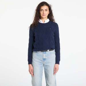 Pulóver Tommy Hilfiger Soft Wool Cable C-Neckk Ls Sweater Dark Night Navy M kép