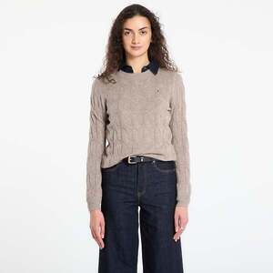 Pulóver Tommy Hilfiger Soft Wool Cable C-Neckk Ls Sweater Heathered Taupe XS kép