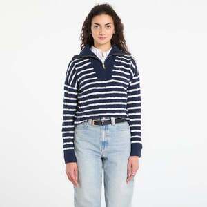 Pulóver Tommy Hilfiger Soft Wool Cable 1/2 Zip Ls Sweater Dark Night Navy/ Ivory Petal Stp M kép