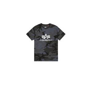 ALPHA INDUSTRIES Póló 'Basic Logo Camo' szürke / fekete / fehér kép