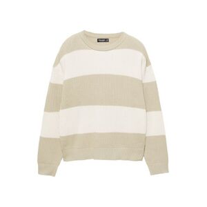 Pull&Bear Pulóver teveszín / fehér kép