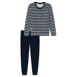 SCHIESSER Pizsama ' Casual Essentials ' éjkék / fehér kép