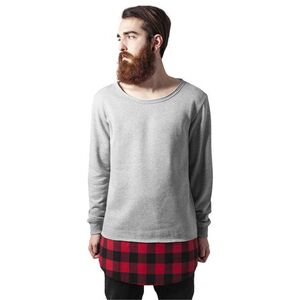Long Flanell Bottom Open Edge Crewneck Grey/Block/Red kép