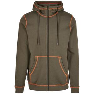Organic Contrast Flatlock Stitched Zipper Hoody Olive/Rusty kép
