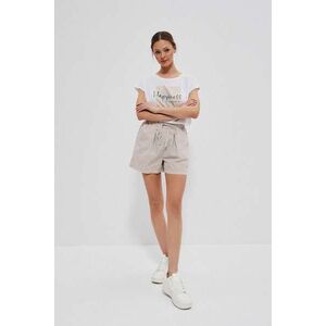 Striped cotton shorts - beige kép