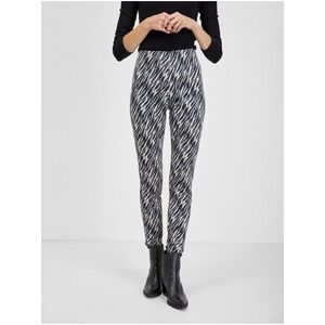 Orsay Women's White-Black Patterned Suede Trousers - Women's kép