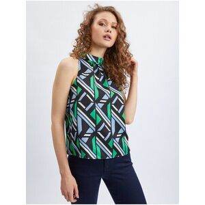 Orsay Women's Black & Green Patterned Blouse - Women's kép