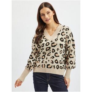 Orsay Beige Women's Patterned Sweater - Women's kép