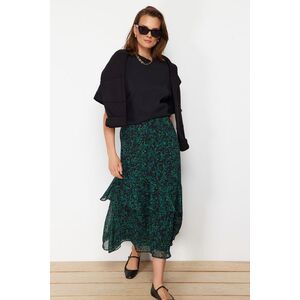 Trendyol Green Leopard Patterned Lined Woven Skirt kép