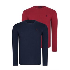 DOUBLE SET T8588 DEWBERRY ROUND NECK MEN'S SWEATSHIRT-BURGUNDY-NAVY BLUE kép