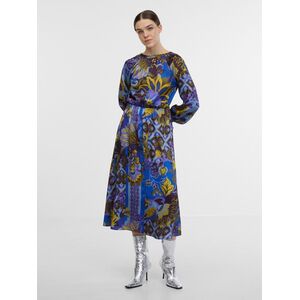 Orsay Blue Women's Patterned Satin Midis Dress - Women's kép