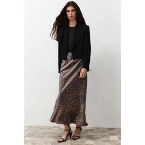 Trendyol Brown Leopard Patterned Satin Woven Skirt kép