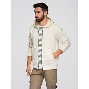 Ombre Men's BASIC unbuttoned hooded sweatshirt - cream kép