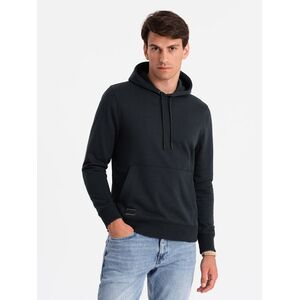 Ombre Men's BASIC cotton kangaroo hooded sweatshirt - black kép