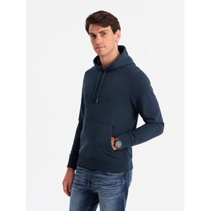 Ombre BASIC men's cotton kangaroo hooded sweatshirt - navy blue kép