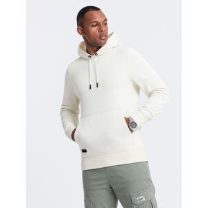 Ombre Men's BASIC cotton kangaroo hooded sweatshirt - cream kép
